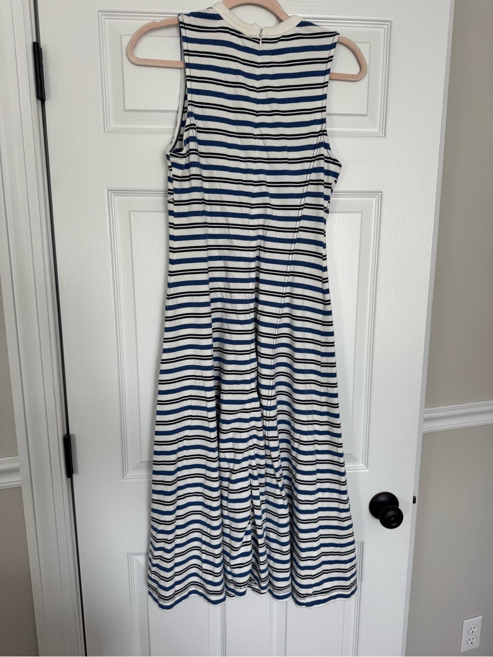 By Anthropologie Blue and White Striped Sleeveless A-Line Midi Dress - Picture 5 of 10